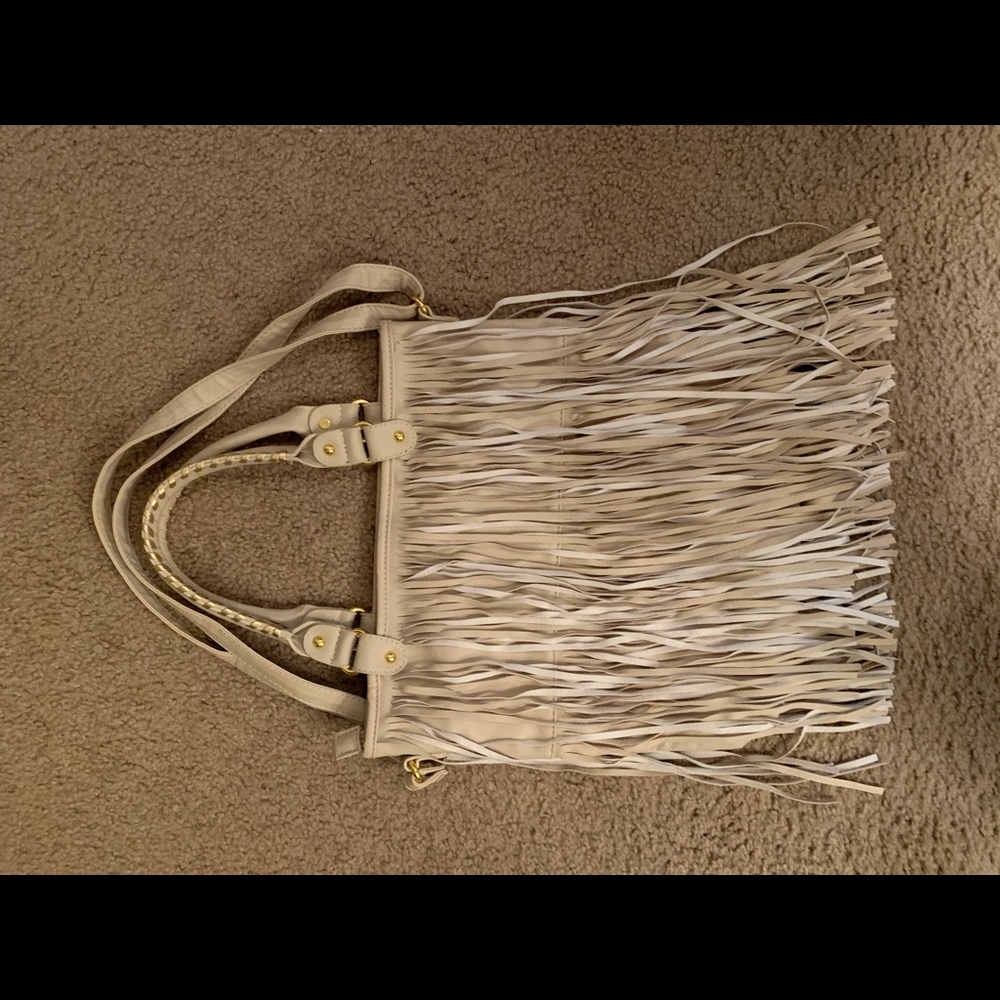 Off white fringe handbag